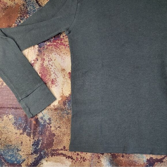 Arizona Jean Co Men's Shirt Small Green Long Sleeve Thermal Crew Neck Waffle - Picture 3 of 13
